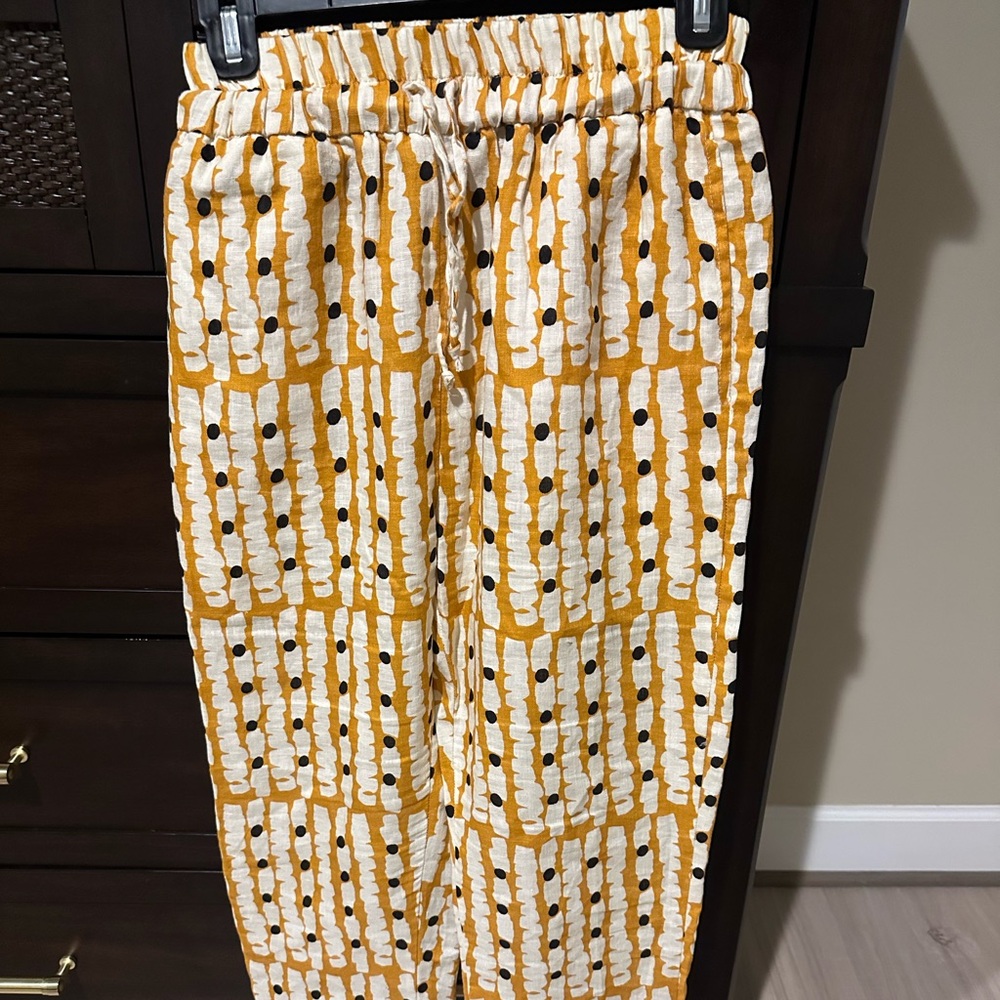 Lanhtropy Yellow and White Patterned Pants